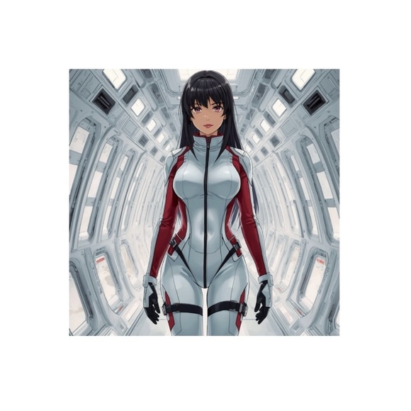 Hand Crafted Other - HANDCRAFTED digital art print Stylish Red and White Jumpsuit cosplay wall art